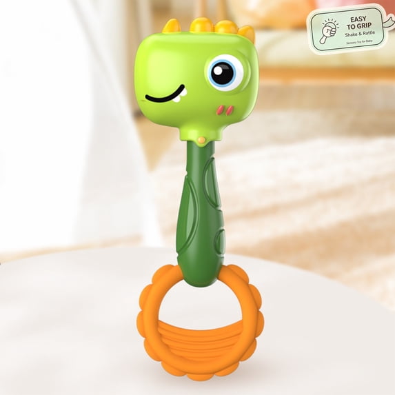 Baby Rattle Dinosaur Infant Shaker Toy for Newborns 0-12 Months Easy-Grip Grasping Sensory Toy, BPA Free ,Rattle Fine Motor Skill Developmental Baby Shower Gift Green