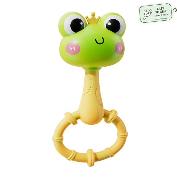 Baby Rattle Frog Infant Shaker Toy for Newborns 0-12 Months Easy-Grip Grasping Sensory Toy, BPA Free ,Rattle Fine Motor Skill Developmental Baby Shower Gift Green