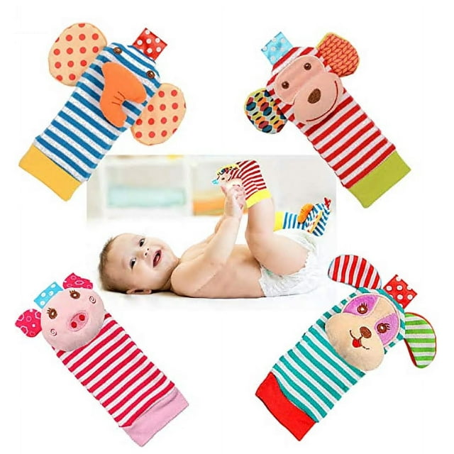 Infant Newborn Soft Toddler Baby Rattle Socks, Arm Hand Bracelet Rattle