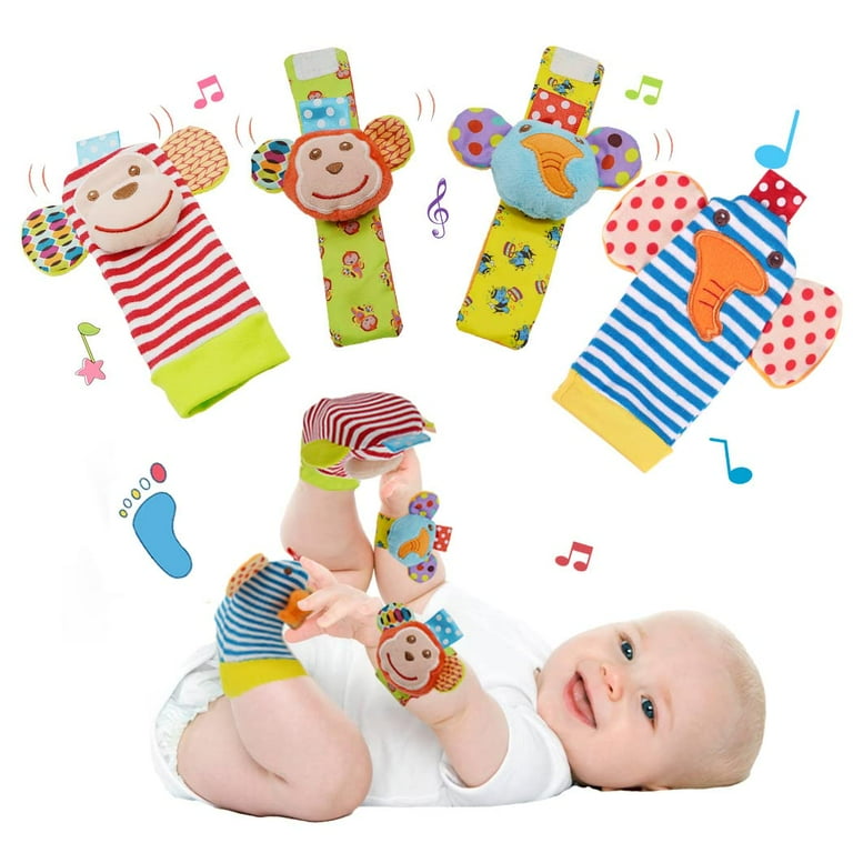 Baby Rattle Socks & Wrist Rattles for Babies 0-6 Months, Baby Toys