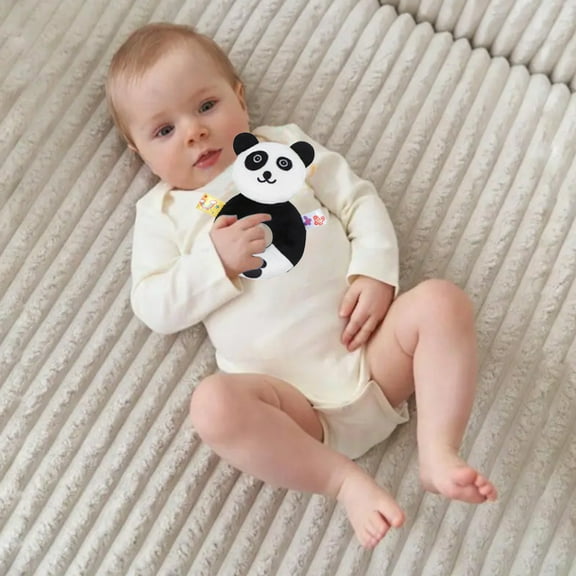 Baby Rattle Teether Toy - Hand Shaking Circle with Soft Plush, Cute Interactive Sensory Toy for Newborn Infant, Soothing Educational Developmental Toy, Sleep Aid, Gift Set for Boys and Girls