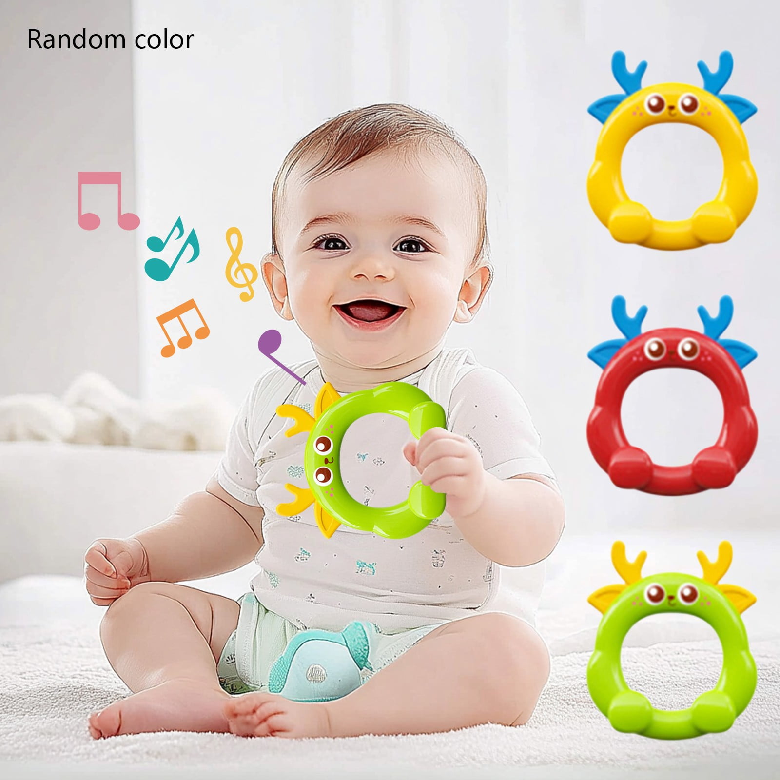 Baby Rattle Toy with Bells - Safe Teething & Sensory Developmental Toy ...