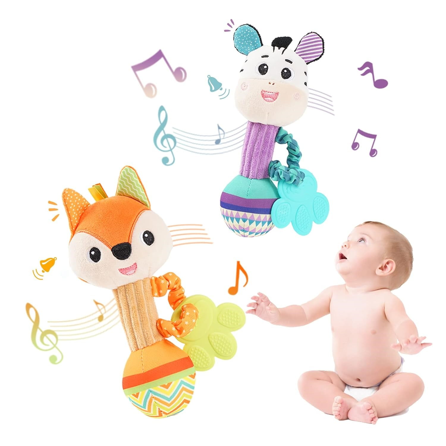 Baby Rattles 0-6 Months,Baby Soft Rattles Shaker,Hand Grab Sensory ...