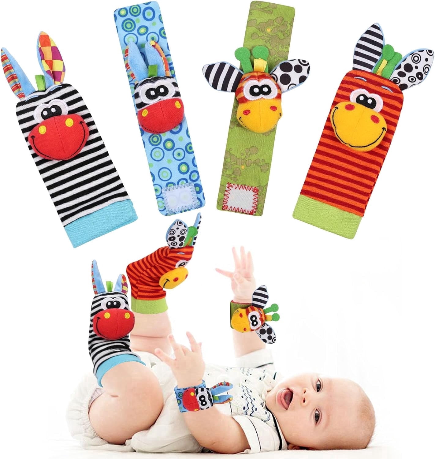 W Rattle Baby Baby Rattles 0-6 months Wrist rattles for Newborn, Soft Sensory Toys ...