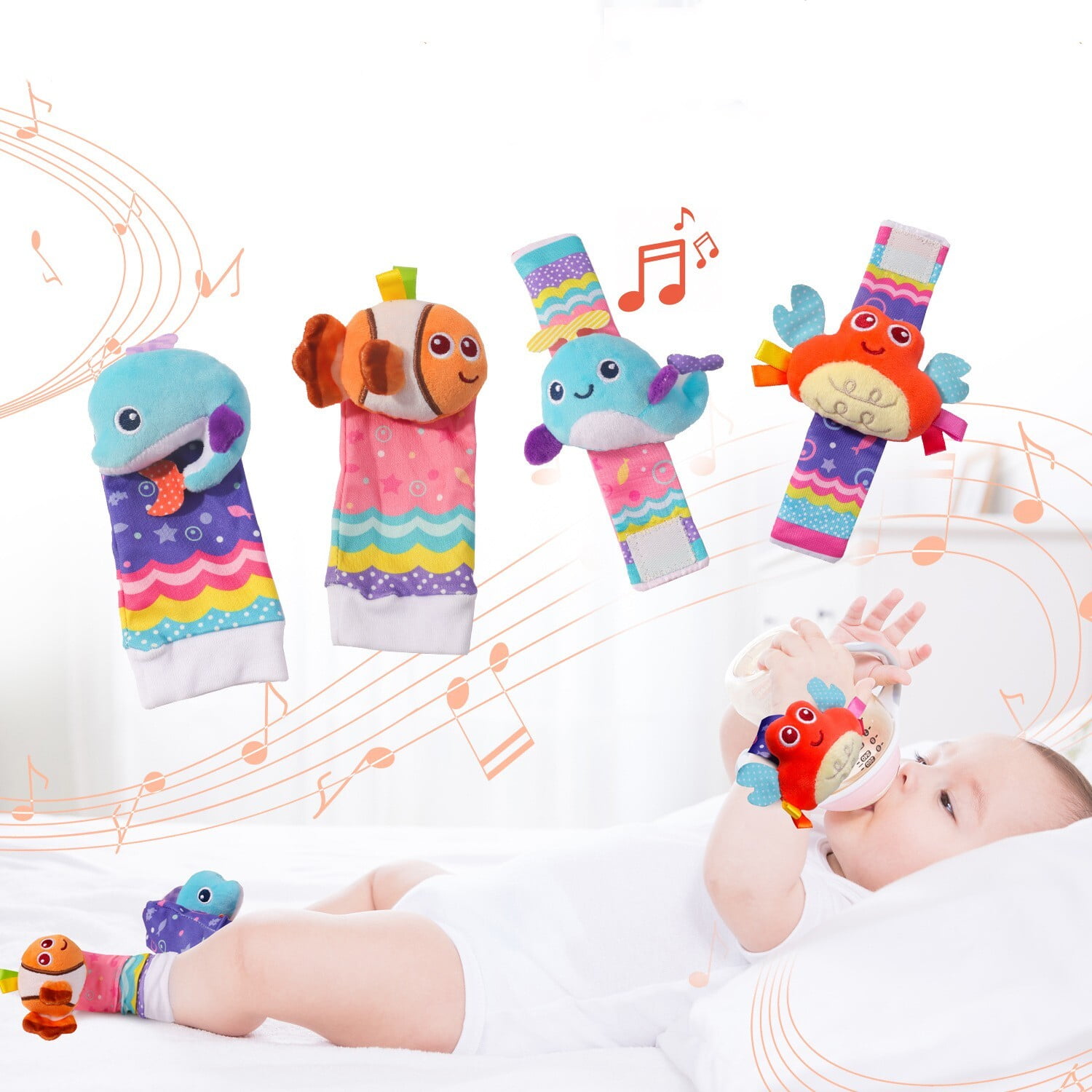 Girls Tween Rattle Baby Rattles Toys for 0-12 Months Infant Newborn Baby Wrist Rattle ...