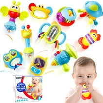 Baby Rattles Toys Set 10pcs Newborn Baby Teethers Toys 3-6 Months Infant Developmental Sensory