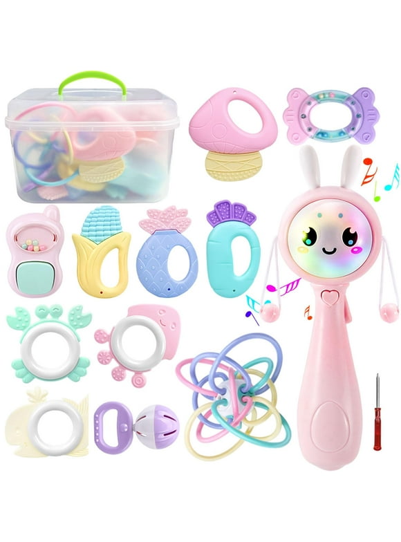 Baby Rattles Toys Set 12 pcs Newborn Baby Teethers Toys 3-6 Months Infant Developmental Sensory