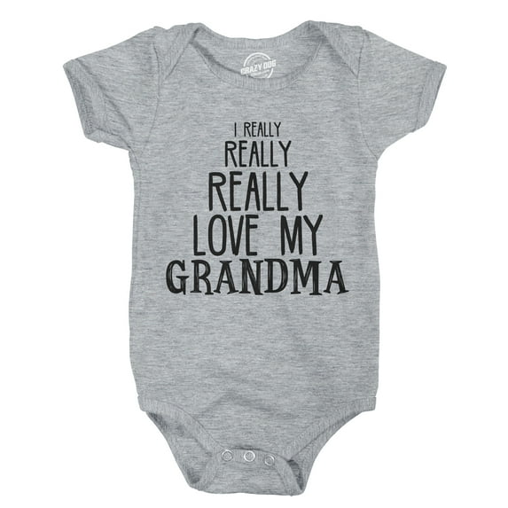 Baby Really Really Love My Grandma Cute Funny Infant Shirt Newborn outfit Shower
