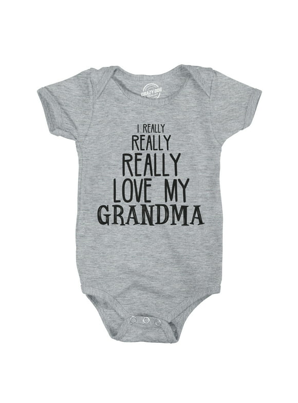 Baby Really Really Love My Grandma Cute Funny Infant Shirt Newborn outfit Shower