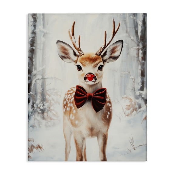 Stupell Industries Baby Reindeer with Red Nose Canvas Wall Art, design by Arlington Prints