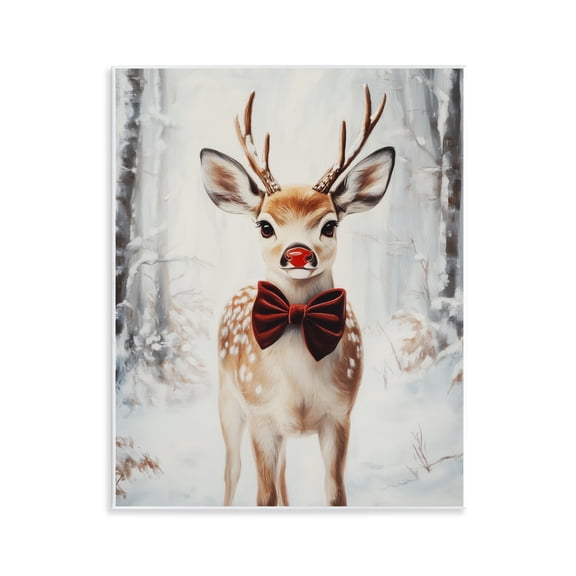 Stupell Industries Baby Reindeer with Red Nose Wall Plaque Art, design by Arlington Prints