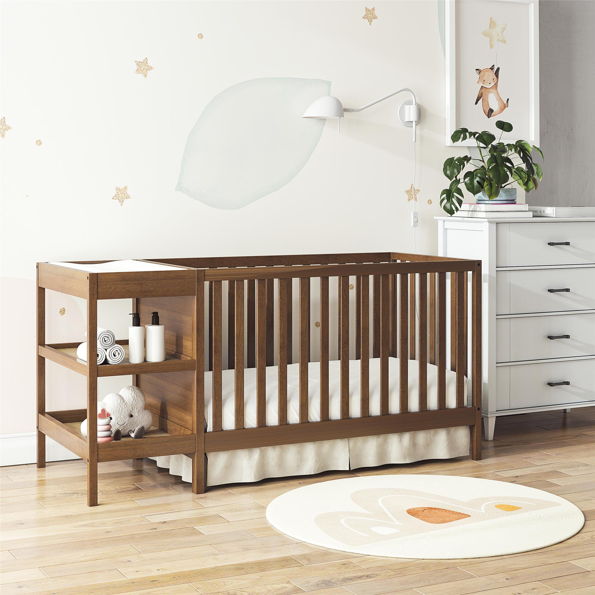 Baby Relax Ema 3 in 1 Convertible Crib Changer Combo Walnut Walmart