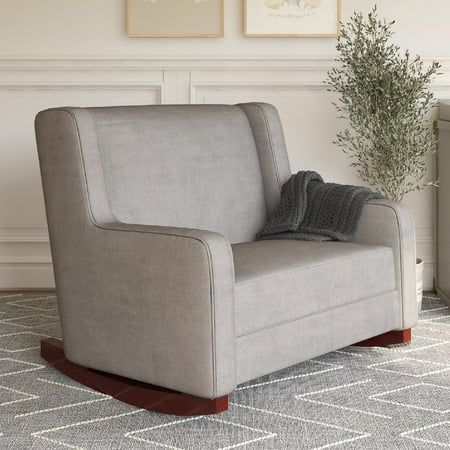Baby Relax Hadley Upholstered Double Rocker Chair, Taupe Microfiber