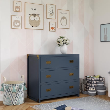 Baby Relax Miles 3-Drawer Dresser, Nursery Storage, Graphite Blue