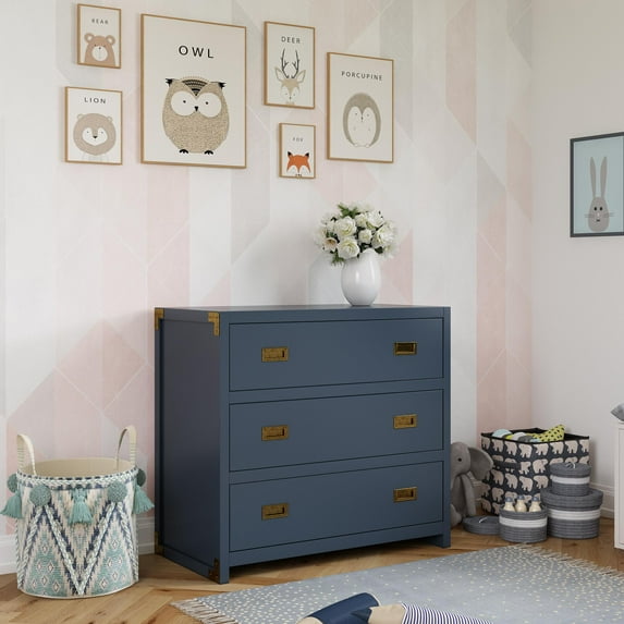 Baby Relax Miles 3-Drawer Dresser, Nursery Storage, Graphite Blue