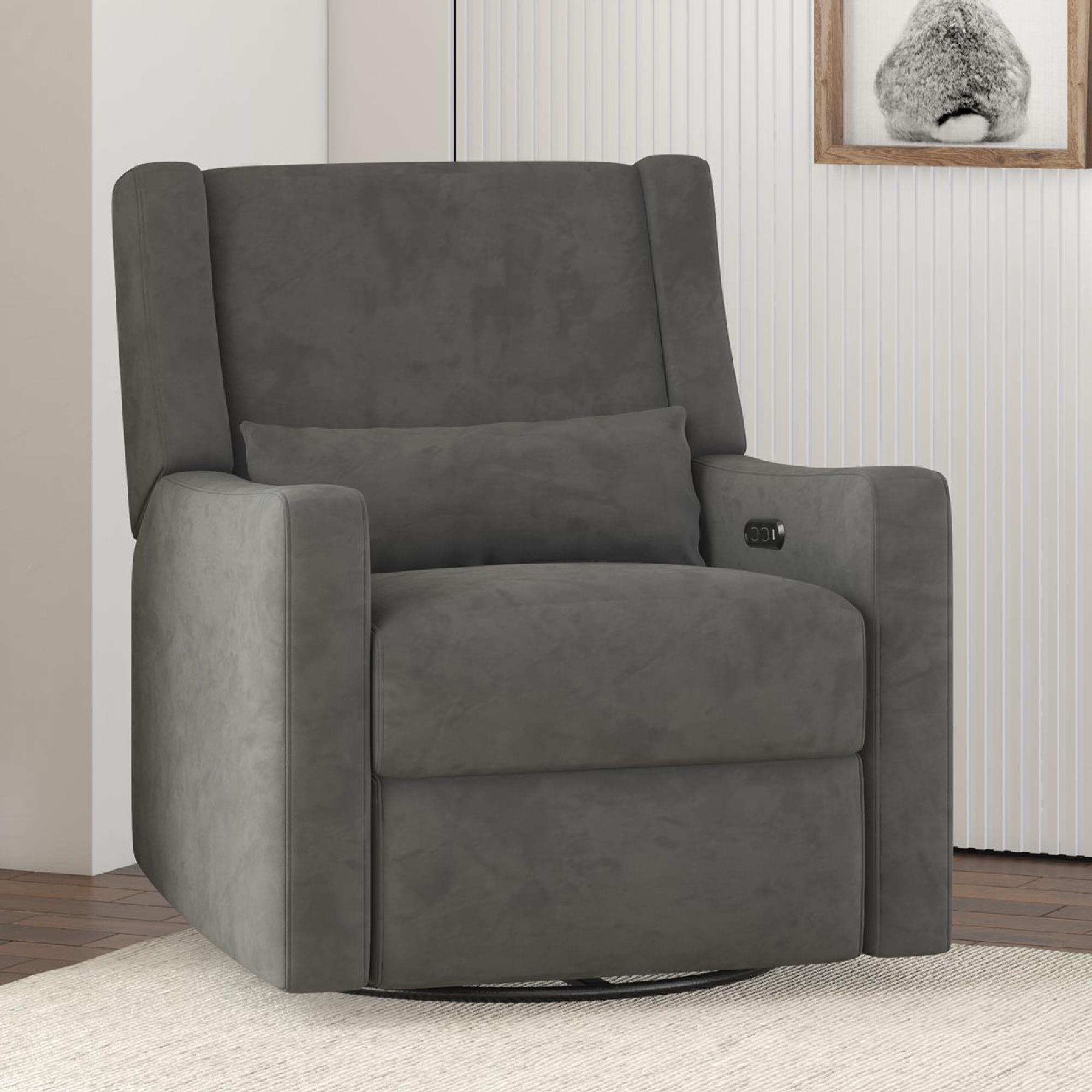Evolur Harlow Power Recliner Glide Rocker with USB Port, Misty Grey ...