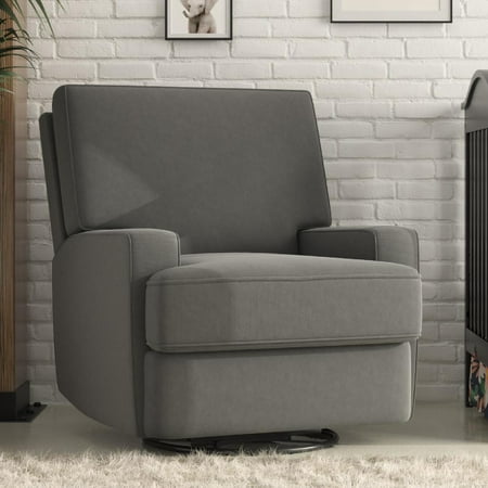 Baby Relax Rylan 4-in-1 Swivel Glider Rocker Recliner Chair, Dark Gray Velvet
