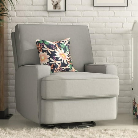Baby Relax Rylan 4-in-1 Swivel Glider Rocker Recliner Chair, Gray Velvet
