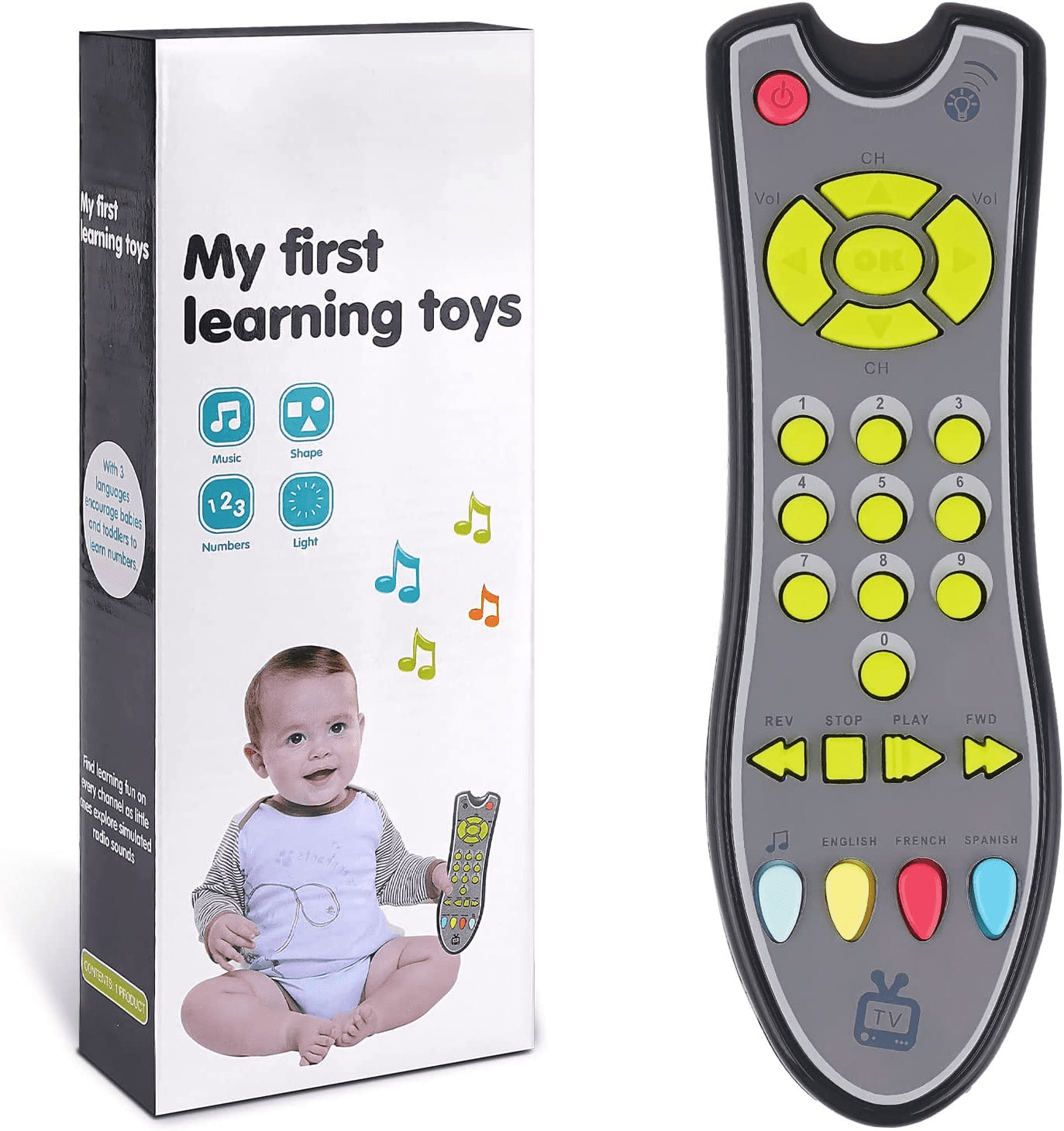HTOCINQ Baby Music TV Remote Control, Early Educational Electric Numbers  Learning Toys, Baby Music TV Remote Control Educational Electric Numbers