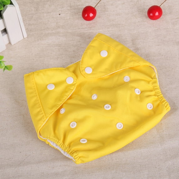 Baby Reusable Cloth Diapers, Adjustable Waist Washable Thin and Breathable Design for Leak Protection, Eco-Friendly and Soft for Infants, Ideal for Daily Use and Comfort - Yellow