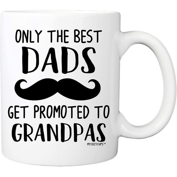 Baby Reveal Mug For Dad - Only The Best Dads Get Promoted To Grandpas Coffee Mug - Promoted Grandfather To Be 11oz Cup - Pregnancy Announcement Cup for New Grandparents, Parents