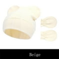 thumbnail image 1 of Baby Ribbed Cotton Hat and Mittens Set with Bear Ears Design, Soft Stretchable Knit Cap for Infants, Warm Winter Set for Newborn Boys Girls, Cute Animal Themed Gift Set for Christmas, New Year Beige, 1 of 9