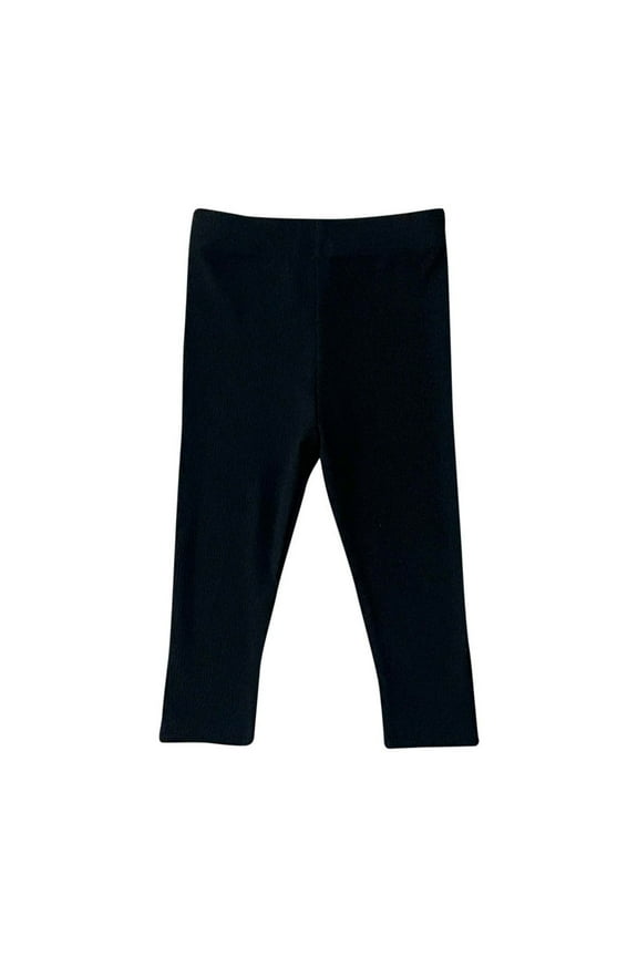 Baby Ribbed Legging Bottom Toddler Baby Girls Cotton Knit Ruffle Tight Bottoms Pants Fall Solid Color Trousers Black 90