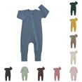 thumbnail image 1 of Baby Ribbed Pajamas Girls Boys Zipper Long Sleeve Romper Jumpsuit Baby Thermal Set Long Sleeve Bodysuit Boy Toddler Boys Jumpsuit Baby Summer Mamas Boy Outfit Month Boy Clothes, 1 of 3