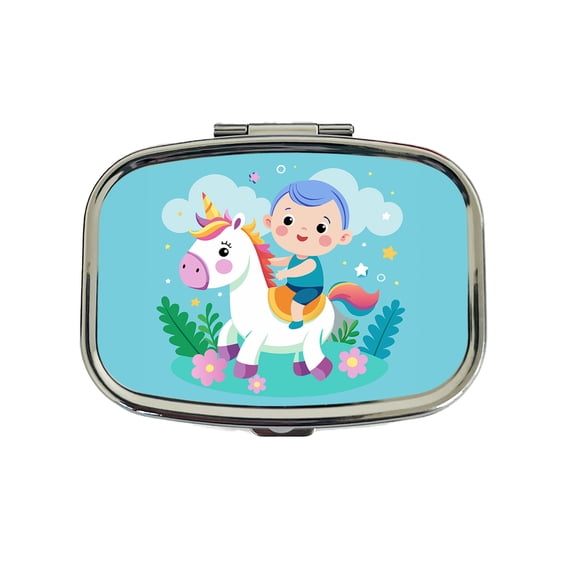 Baby Riding Unicorn Cute Funny Small Travel Handbag Pill Box Case