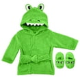 thumbnail image 1 of Rising Star Baby Bathrobe Set for Boys, Toddler Bathrobe with Hood, Matching Slippers and Turban, Soft Plush Cotton Boys Bathrobe, Green Aligator, 1 of 6