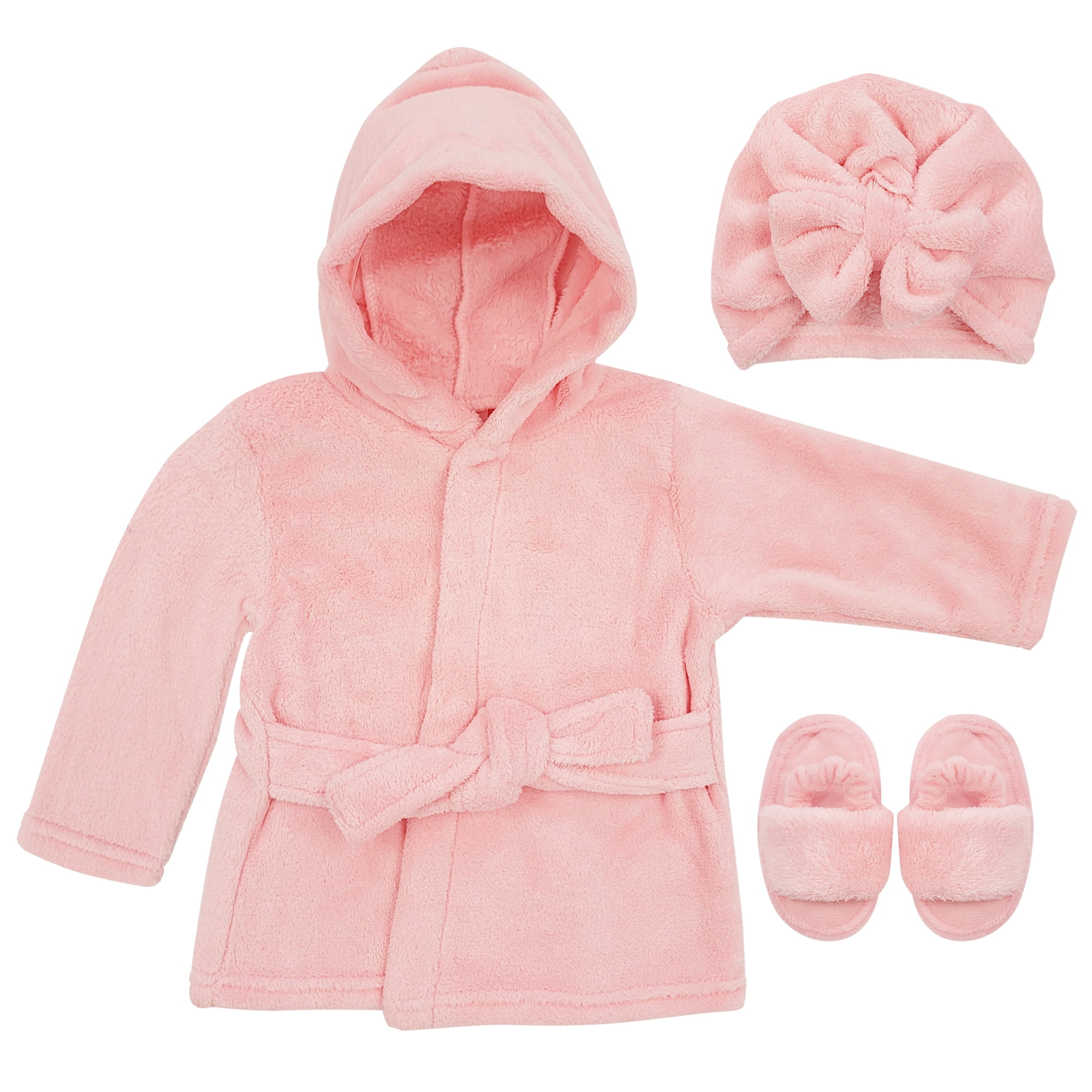 Rising Star Pink Baby Girls Bathrobe Towel, Slippers And Turban, Bath Robe  Spa Set For Infants 0-9 Months : Target
