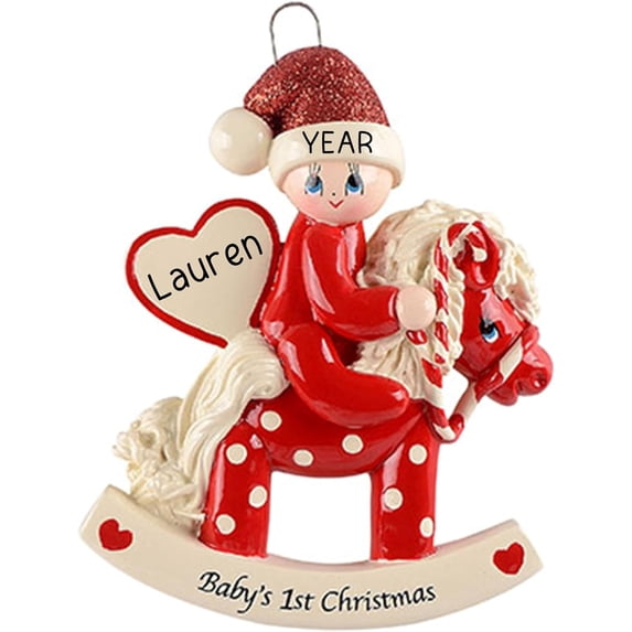 Baby Rocking Horse Girl and Boy Ornaments (Boy or Girl)