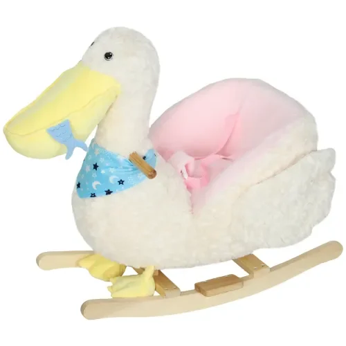 Baby Rocking Horse for Toddlers 1-3 Years, Plush Animal Rocker, Natural Wood Baby Rocker for Boys Girls