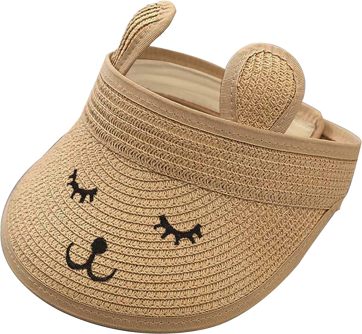 Baby Rollup Straw Visor Hat Sun Hat. Kid Toddler Wide Brim Cute Bunny
