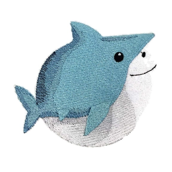 Baby Roly-Poly Shark Embroidered Iron on/Sew Patch 4.84" x 4.22"