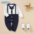 thumbnail image 1 of Baby Romper 100%Cotton Knitted Newborn Boy Jumpsuit Outfit Fashion Tie Infant Toddler Clothing Girl Suspenders One Piece Overall, 1 of 7