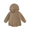 thumbnail image 1 of Baby Romper, 3 6 12 18M Long Sleeve Hooded Solid Fall Casual Bodysuit Clothes for Girls Boys, 1 of 9