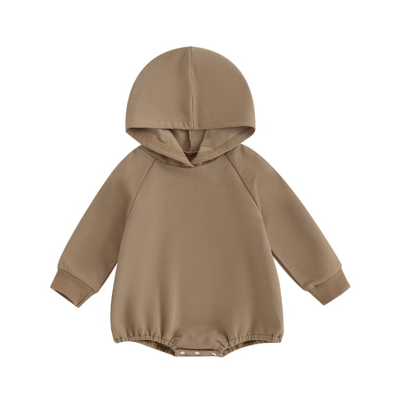 Baby Romper, 3 6 12 18M Long Sleeve Hooded Solid Fall Casual Bodysuit Clothes for Girls Boys