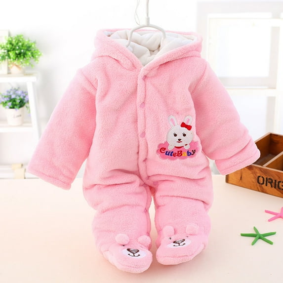 Baby Romper Baby Jumpsuit Footie Hooded Thicken Winter Bunting Outwear Snowsuit Pajamas For Girls Boys