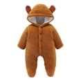 thumbnail image 1 of Baby Romper Boys Girls Long Sleeve Patchwork Cute Bear Ears Hooded Jumpsuit Clothes Girls' Jumpsuits Yellow 9 Months-12 Months, 1 of 4