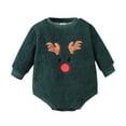 Baby Romper Christmas Long Sleeve Deer Embroider Pullover Romper