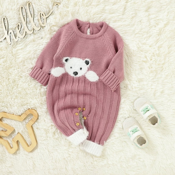Baby Romper Cute Bear Newborn Infant Playsuit Knit Jumpsuit Outfits Long Sleeve Autumn Fashion Toddler Girl Clothing Boy Onesies