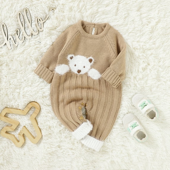 Baby Romper Cute Bear Newborn Infant Playsuit Knit Jumpsuit Outfits Long Sleeve Autumn Fashion Toddler Girl Clothing Boy Onesies