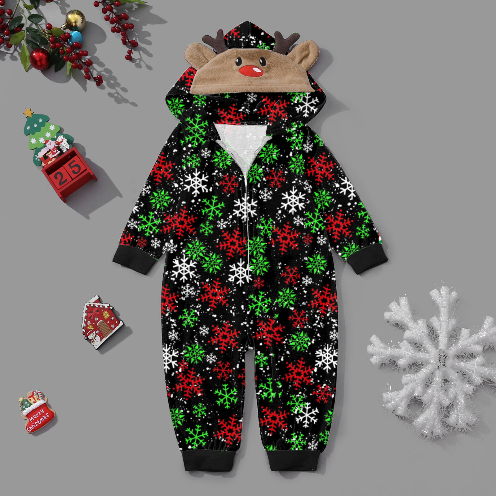 Baby Romper For Christmas Family Matching Pajamas Big Headed Deer Print