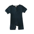 thumbnail image 1 of Baby Romper Girls Boys Summer Casual Solid Color Knitted Ribbed Jumpsuit Girls' Jumpsuits Navy 80, 1 of 6