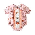 thumbnail image 1 of Baby Romper Girls Short Sleeve Prints Romper Ruffles Bodysuits Clothes Onesies Pink 3 Months-6 Months, 1 of 6