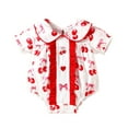thumbnail image 1 of Baby Romper Girls Short Sleeve Prints Romper Ruffles Bodysuits Clothes Onesies Red 0 Months-3 Months, 1 of 6