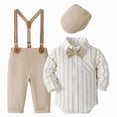 thumbnail image 1 of Baby Romper Kids Fall Winter Gentleman Suit Long Sleeve Shirt Suit Fashion Set for 0 3 6 12 18 24 Months Baby Beige,6M, 1 of 4