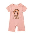 thumbnail image 1 of Baby Romper Letter Rainbow Print Crew Neck Short Sleeves Breathable with Bottom Snaps Jumpsuit, 1 of 8