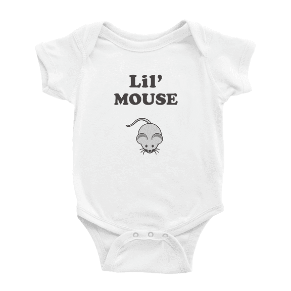 Baby Romper Lil' Mouse Animal Funny Boy & Gril Jumpsuit (White, 12-18 Months)